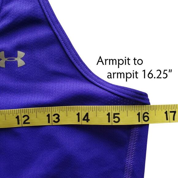 Under Armour HeatGear® Racerback Tank Top Deep Purple White Katfight logo Size M - Picture 9 of 11